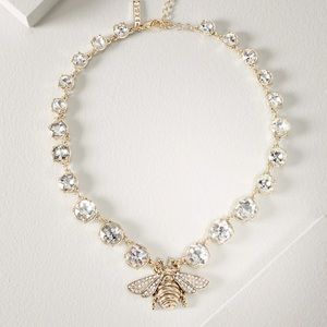 White House Black Market Goldtone, Crystal & Bee Statement Necklace